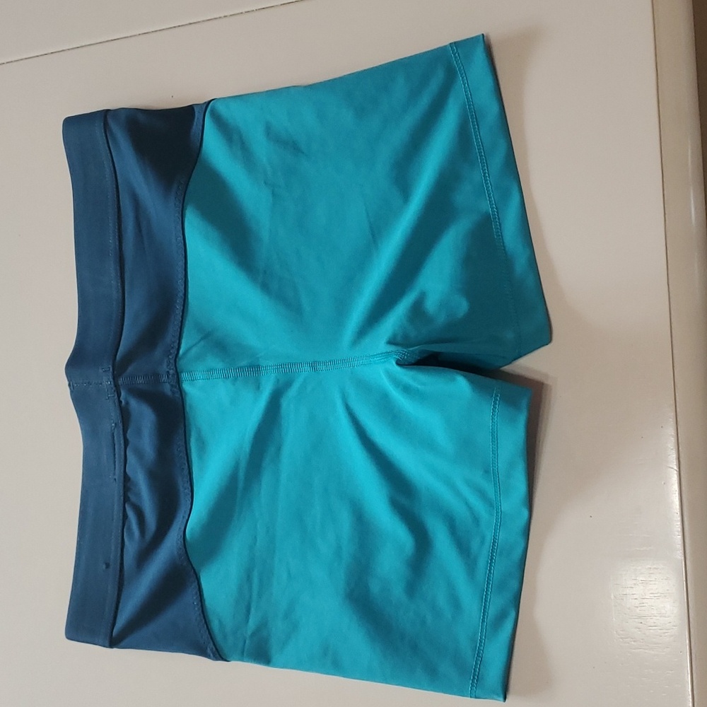 Nike Pro Blue and Teal Athletic Shorts - Picture 2 of 5